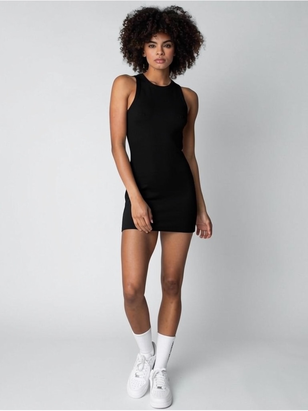 NWOT Talentless Rib High Neck Black Contour Dress Size M Minimalist Streetwear